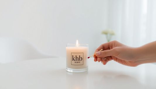 Person lighting an eco-friendly candle, showcasing the eco-friendly candle benefits for a soothing atmosphere