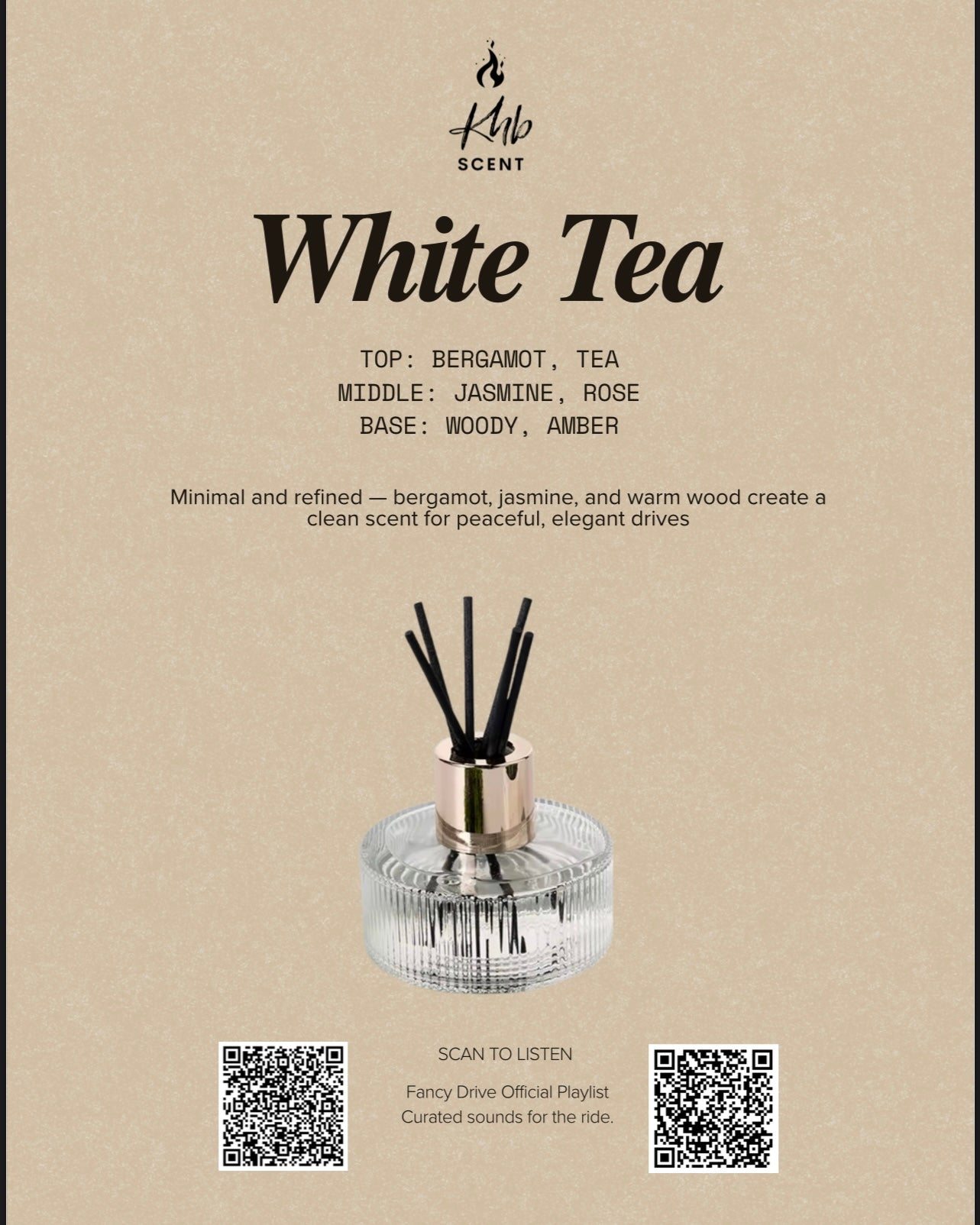 KHB SCENT FANCY DRIVE - White Tea - Car Diffuser