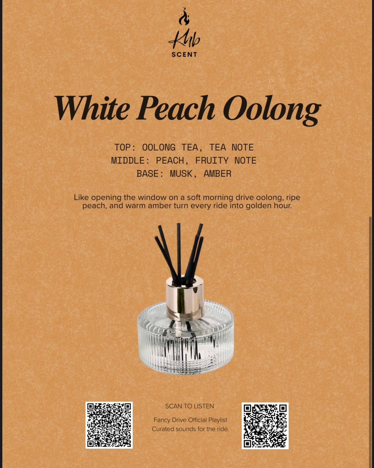 KHB SCENT FANCY DRIVE - White Peach Oolong - Car Diffuser