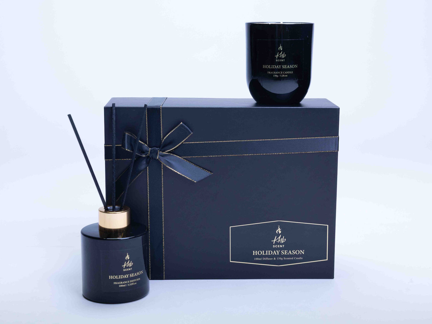 Holiday Season Shangrila Gift Set: Scented Candle & REED Diffuser elegantly packaged in a gift box
