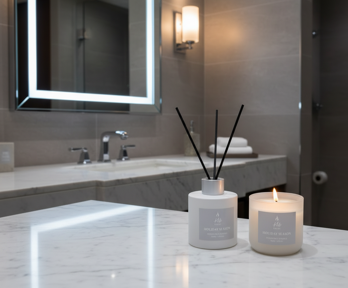 KHB SCENT Holiday Season Oud and Bergamot Candle And REED Diffuser Gift Set