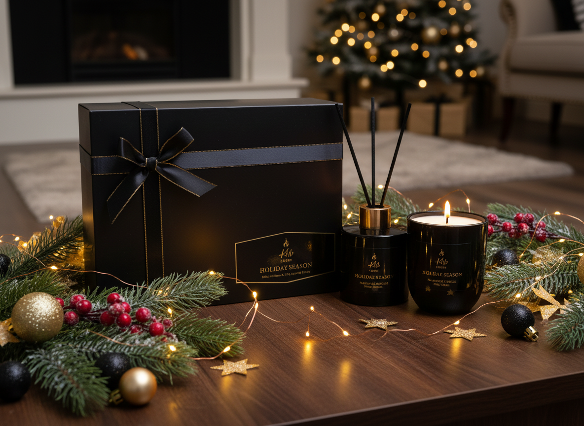 KHB SCENT Holiday Season Shangrila Gift Set: Scented Candle & REED Diffuser