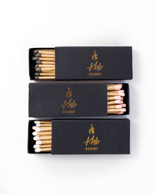 KHB SCENT Wooden Matches for Candles in Stylish Boxes with Various Tip Colors